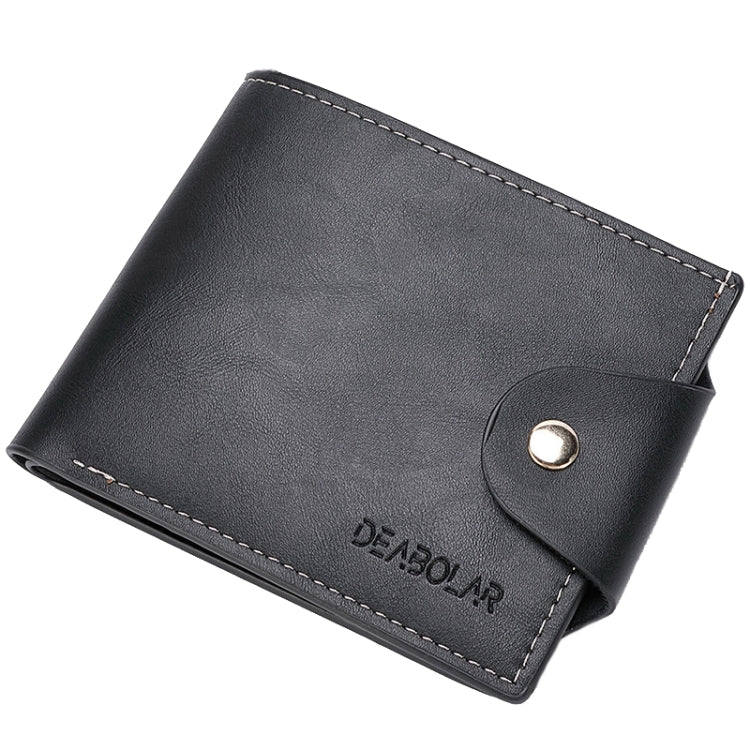 DEABOLAR Large-capacity Multi-card Slot PU Soft Leather Retro Short Wallet(Black)