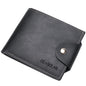 DEABOLAR Large-capacity Multi-card Slot PU Soft Leather Retro Short Wallet(Black)