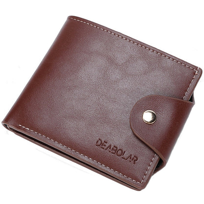 DEABOLAR Large-capacity Multi-card Slot PU Soft Leather Retro Short Wallet(Brown)