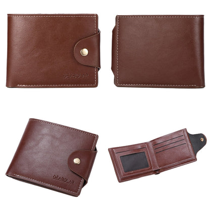 DEABOLAR Large-capacity Multi-card Slot PU Soft Leather Retro Short Wallet(Brown)