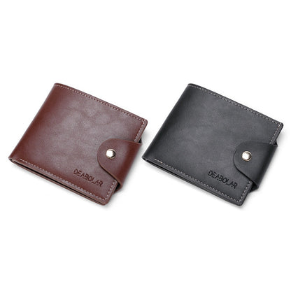 DEABOLAR Large-capacity Multi-card Slot PU Soft Leather Retro Short Wallet(Brown)