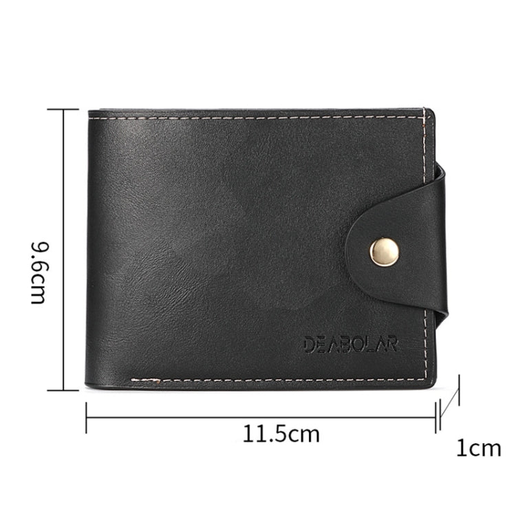 DEABOLAR Large-capacity Multi-card Slot PU Soft Leather Retro Short Wallet(Black)