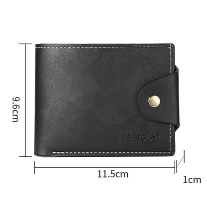 DEABOLAR Large-capacity Multi-card Slot PU Soft Leather Retro Short Wallet(Black)