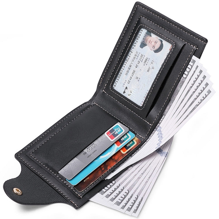 DEABOLAR Large-capacity Multi-card Slot PU Soft Leather Retro Short Wallet(Black)