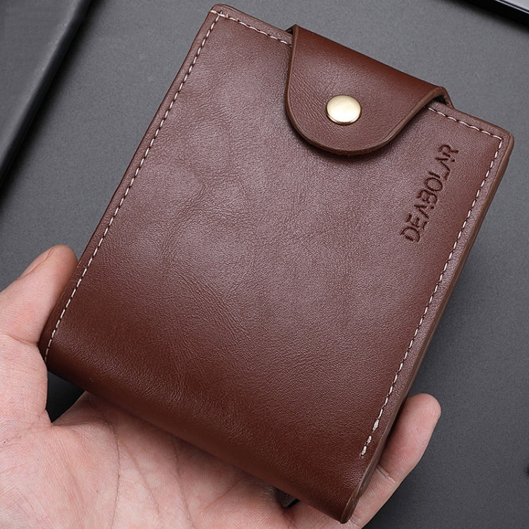DEABOLAR Large-capacity Multi-card Slot PU Soft Leather Retro Short Wallet(Brown)