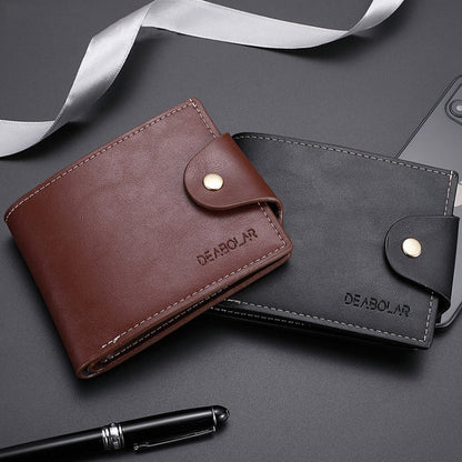 DEABOLAR Large-capacity Multi-card Slot PU Soft Leather Retro Short Wallet(Brown)