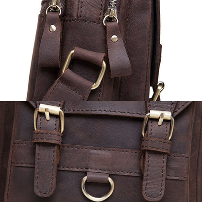 HUMERPAUL Men Shoulder Bag Retro Leather Crossbody Bag(Brown)