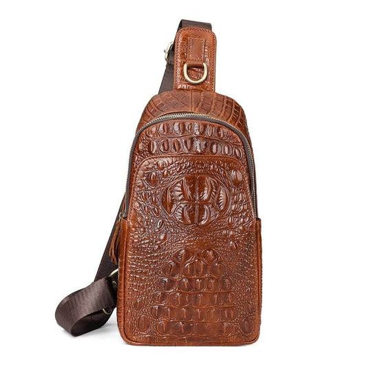 HUMERPAUL Men Shoulder Bag Leather Crossbody Bag(Light Brown)