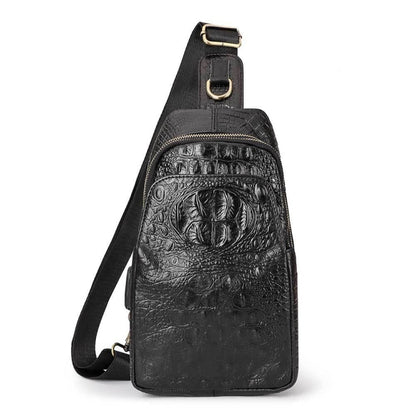 HUMERPAUL Men Shoulder Bag Leather Crossbody Bag(Black)