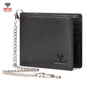 HUMERPAUL RFID Anti-Magnetic Men Pickup Card Bag Metal Chain Short Leather Wallet, Color: Black