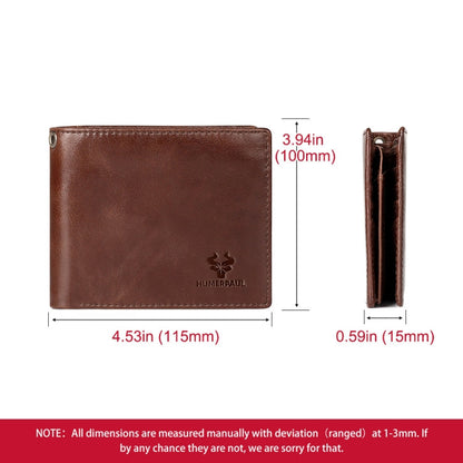 HUMERPAUL RFID Anti-Magnetic Men Pickup Card Bag Metal Chain Short Leather Wallet, Color: Black