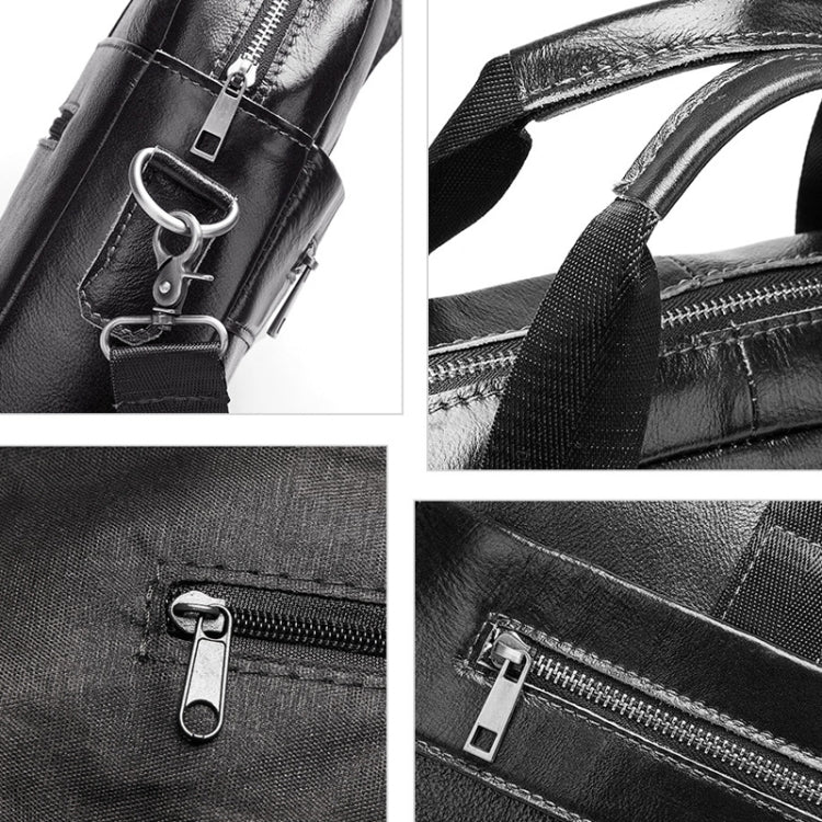 HUMERPAUL Men Leather Meter Bag Retro Messenger Bag Handbag Shoulder Bag(Black)
