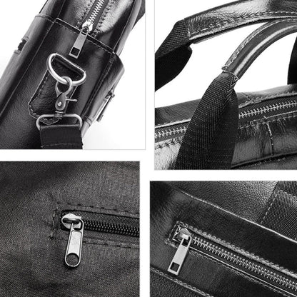 HUMERPAUL Men Leather Meter Bag Retro Messenger Bag Handbag Shoulder Bag(Black)