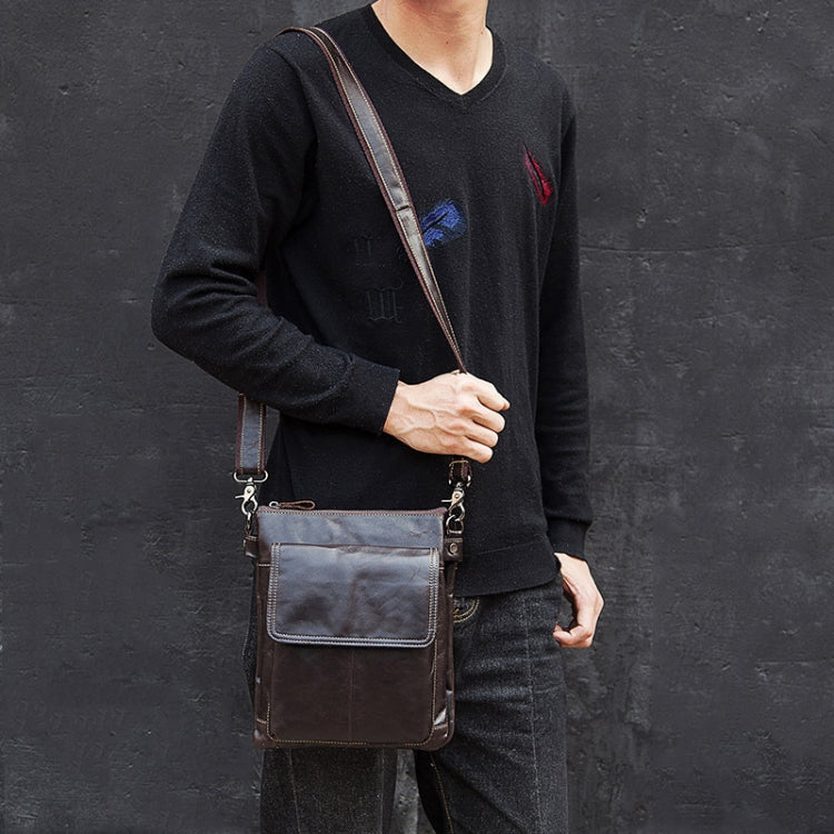 HUMERPAUL Men Crossbody Bag Retro Simple Backpack Leather Shoulder Bag(Yellow Brown)