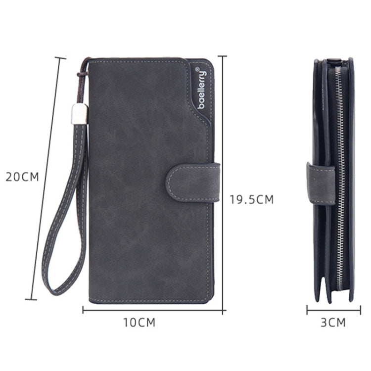 Baellerry Matte Leather Multi-card Slot Men Clutch Bag Zip Buckle Vintage Wallet(Black)