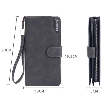 Baellerry Matte Leather Multi-card Slot Men Clutch Bag Zip Buckle Vintage Wallet(Black)
