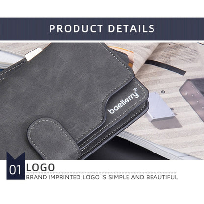 Baellerry Matte Leather Multi-card Slot Men Clutch Bag Zip Buckle Vintage Wallet(Black)
