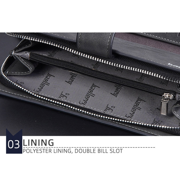 Baellerry Matte Leather Multi-card Slot Men Clutch Bag Zip Buckle Vintage Wallet(Black)