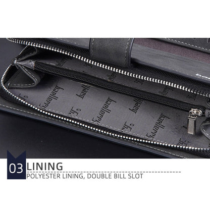 Baellerry Matte Leather Multi-card Slot Men Clutch Bag Zip Buckle Vintage Wallet(Black)