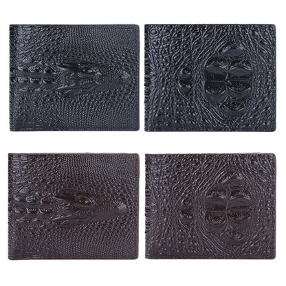 Baellerry Crocodile Print Men Short Wallet Vintage Multi-card Slot Coin Purse(Brown Head)