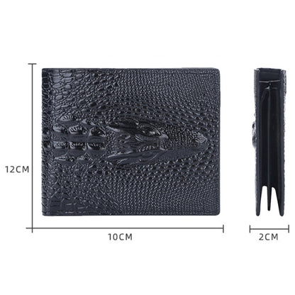Baellerry Crocodile Print Men Short Wallet Vintage Multi-card Slot Coin Purse(Brown Head)