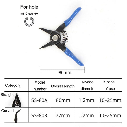 HSD SB-80B Pince pour circlips intérieurs courbés 10-25mm compacte à ressort
