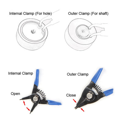 Pince à circlips extérieure compacte HSD SS-80A pour arbre droit 10-25 mm à ressort