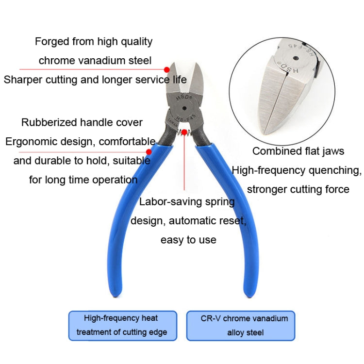 HSD HS-F55 Top-cut 5 inch Chrome Vanadium Steel Forging Plastic Model Plier