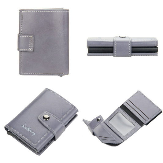 Baellerry RFID Anti-Theft Automatic Pop-Up Card Wallet Buckle Metal Aluminum Shell Card Holder(Grey)