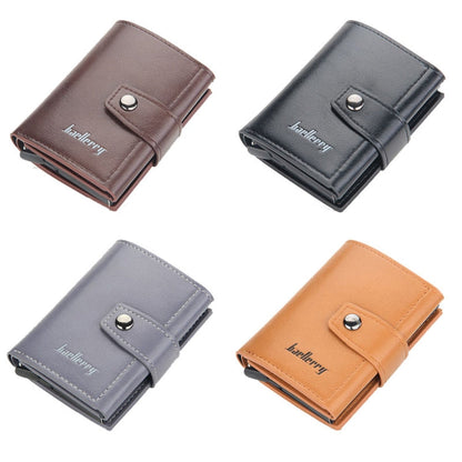 Porte-cartes Baellerry RFID anti-vol automatique pop-up portefeuille boucle coque métallique en aluminium (jaune marron)