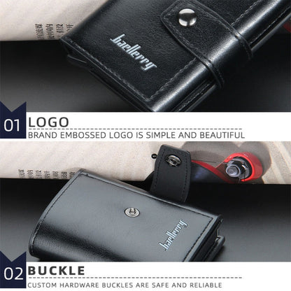 Baellerry RFID Anti-Theft Automatic Pop-Up Card Wallet Buckle Metal Aluminum Shell Card Holder(Coffee)