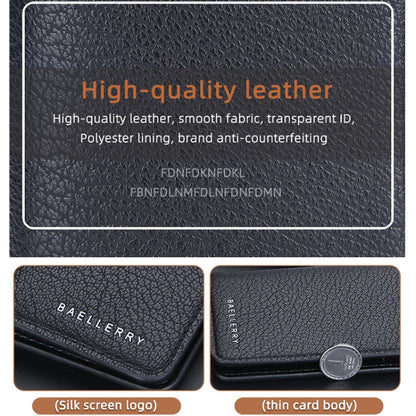Baellerry Thin and Light Multi-card Card Bag Litchi Pattern Soft Leather Card Holder(Coffee)