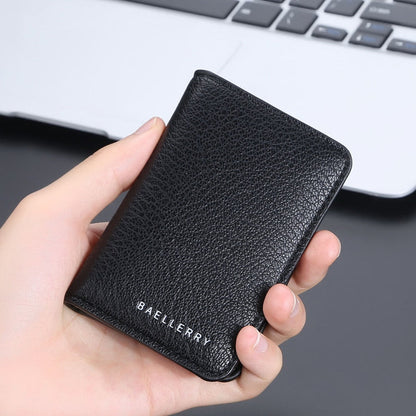 Baellerry Thin and Light Multi-card Card Bag Litchi Pattern Soft Leather Card Holder(Coffee)