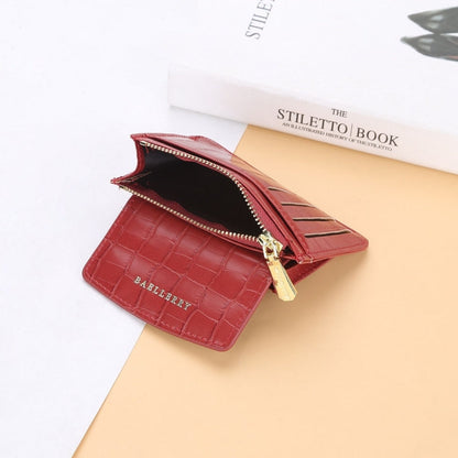 Baellerry Crocodile Pattern Multifunctional Card Holder Small Zipper Coin Purse(Red)