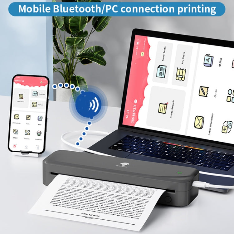 Phomemo M833  300dpi Wireless Bluetooth Thermal Printer Support Multi-Size Thermal Paper(Black)