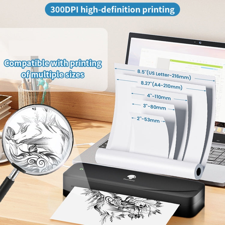 Phomemo M833  300dpi Wireless Bluetooth Thermal Printer Support Multi-Size Thermal Paper(Black)