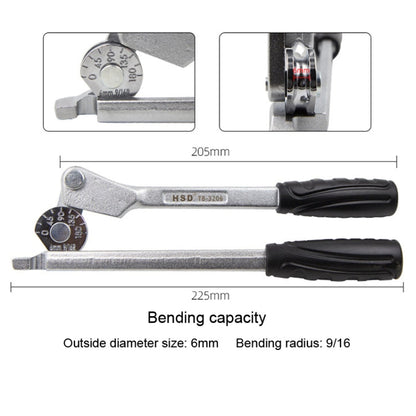 HSD TB-3206 6mm Diameter Manual Stainless Steel Pipe Iron Tube Bender Air Conditioner Copper Pipe Aluminum Pipe Bender