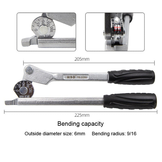 HSD TB-3206 6mm Diameter Manual Stainless Steel Pipe Iron Tube Bender Air Conditioner Copper Pipe Aluminum Pipe Bender