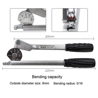Cintreuse manuelle HSD TB-3208 de 8 mm de diamètre en acier inoxydable pour tuyaux en fer, tuyaux en cuivre de climatiseur, tuyaux en aluminium.