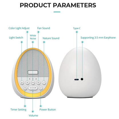 Appareil HiFiD intelligent d'aide au sommeil apaisant à bruit blanc pour bébé, instrument d'éducation prénatale (blanc)