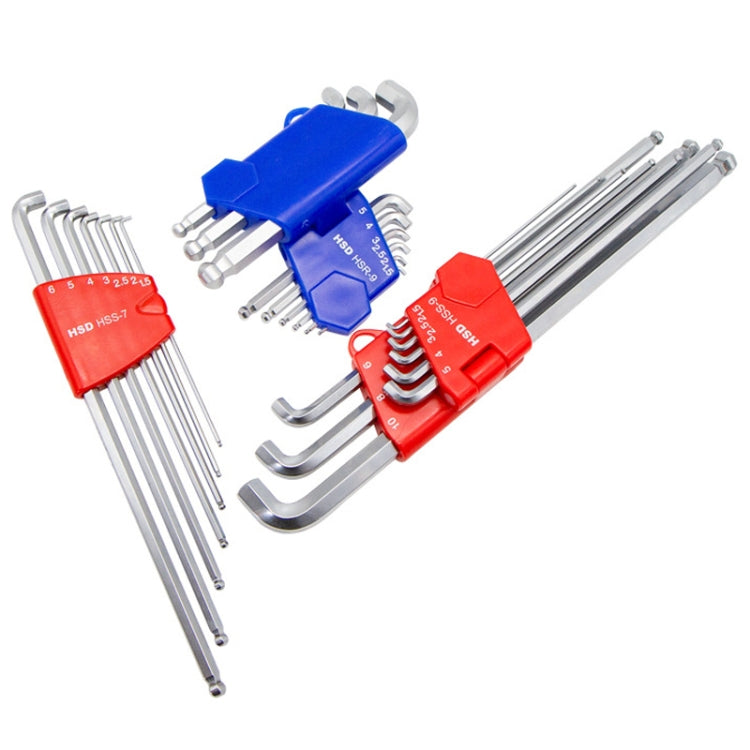 9 pièces/ensemble HSD HSS-9 Version longue Côtés courts Clés hexagonales à boule Embouts d'outils