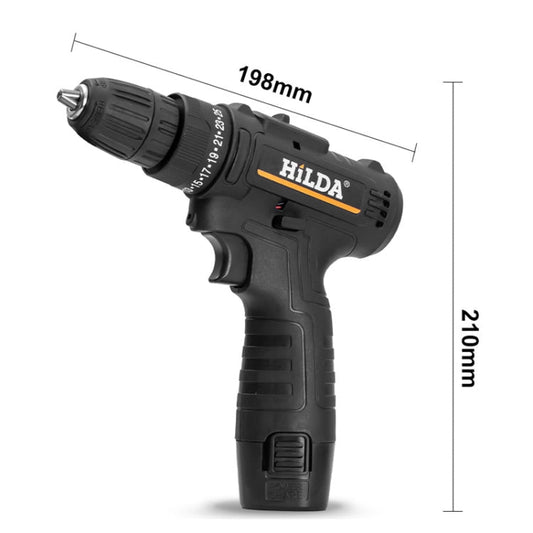 HILDA Home Power Drill 12V Li-Ion Drill With Charger And Battery, EU Plug, Model: Cloth Packing