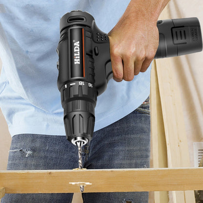 HILDA Home Power Drill 12V Li-Ion Drill With Charger And Battery, US Plug, Model: Carton Packing