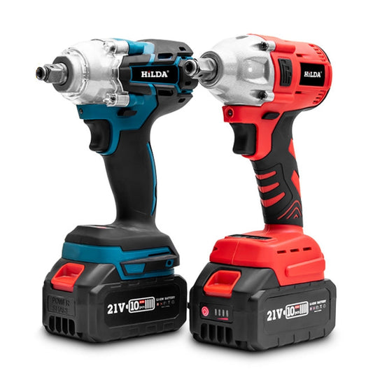 HILDA Motorized Wrenches Lithium Repair Parts With 22mm Socket, EU Plug, Model: Blue With 1 Battery+1 Charger(3000mAh)