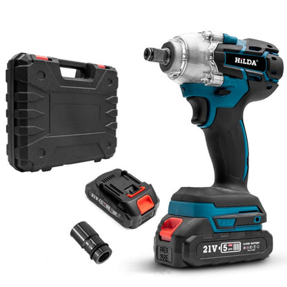 HILDA Motorized Wrenches Lithium Repair Parts With 22mm Socket, US Plug, Model: Blue With 2 Battery+1 Charger(1500mAh)