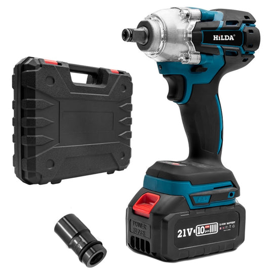HILDA Motorized Wrenches Lithium Repair Parts With 22mm Socket, US Plug, Model: Blue With 1 Battery+1 Charger(3000mAh)