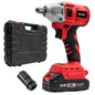 HILDA Motorized Wrenches Lithium Repair Parts With 22mm Socket, US Plug, Model: Red With 1 Battery+1 Charger(1500mAh)