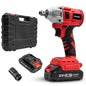 HILDA Motorized Wrenches Lithium Repair Parts With 22mm Socket, US Plug, Model: Red With 2 Battery+1 Charger(1500mAh)