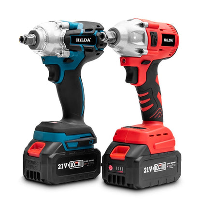 HILDA Motorized Wrenches Lithium Repair Parts With 22mm Socket, US Plug, Model: Red With 1 Battery+1 Charger(1500mAh)