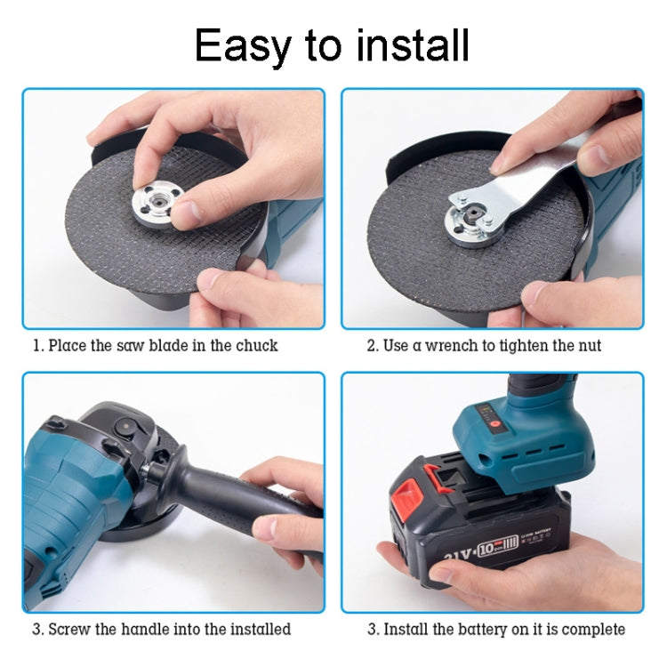 HILDA 21V Brushless Angle Grinder Lithium Cutting Machine, Model: 2 Battery+1 Charger US Plug